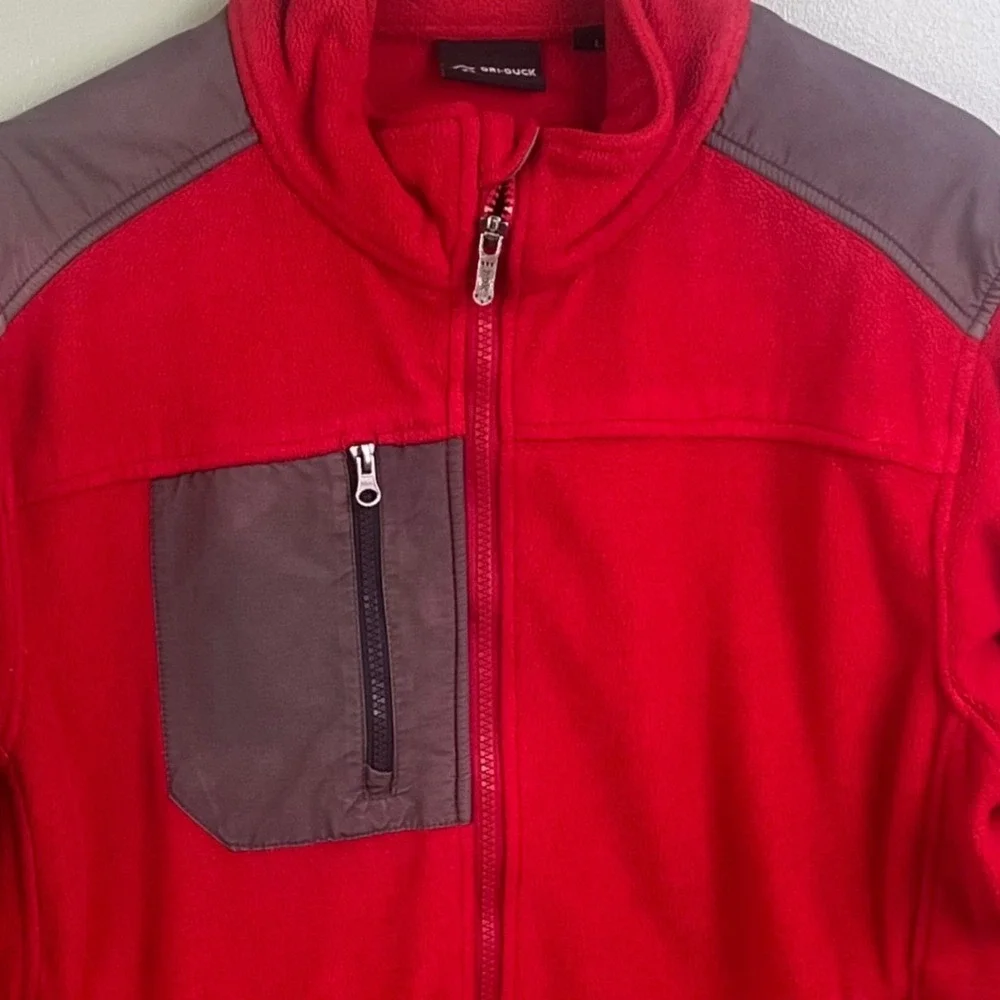 Dri Duck Red Gray Men's Large Outdoor Gorpcore Fleece Full Zip Jacket